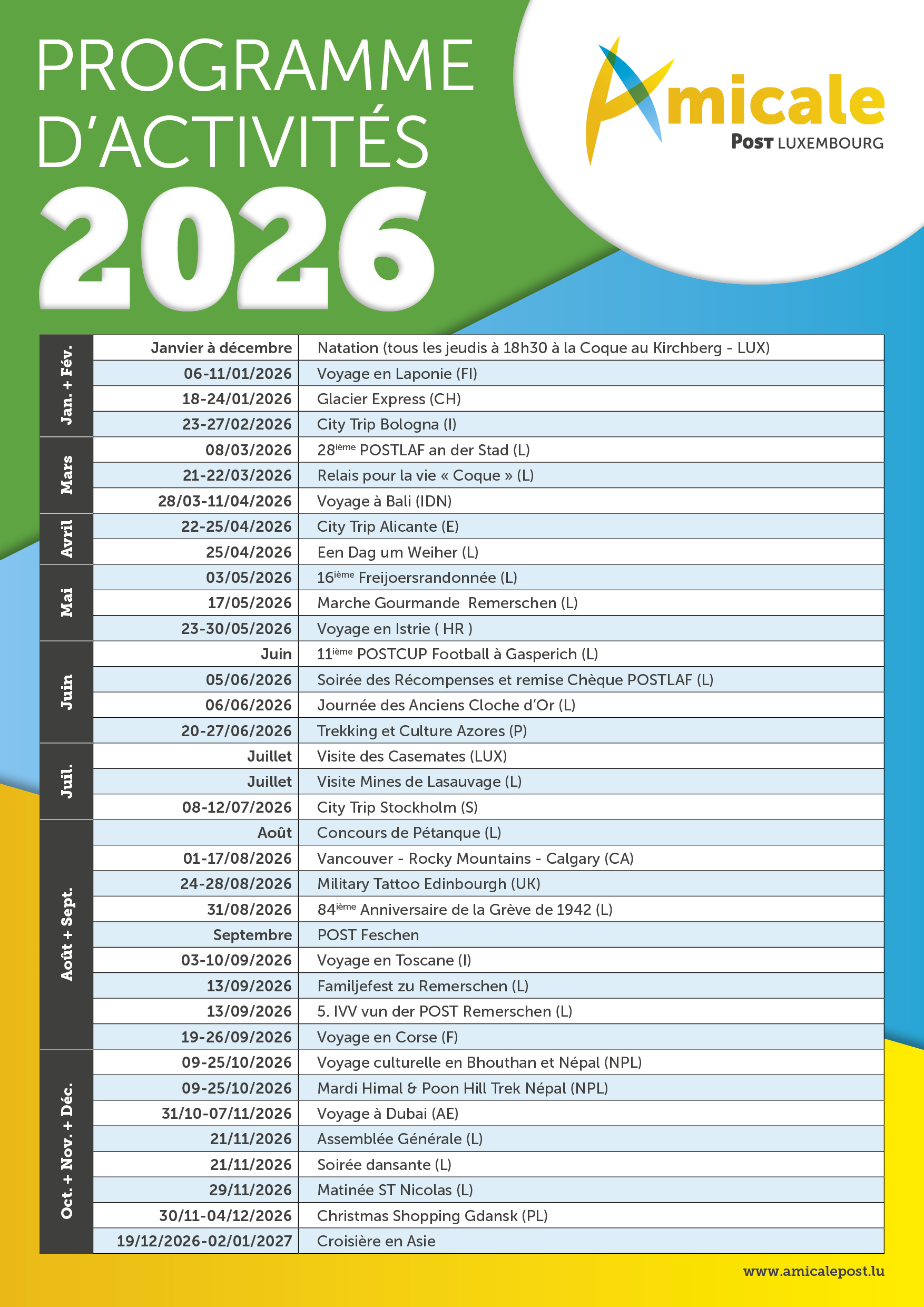 Programme d'activités 2026